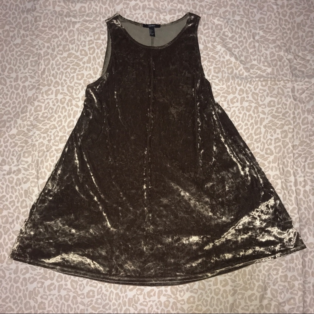 Forever 21 Large Olive Green Velvet tank top dress